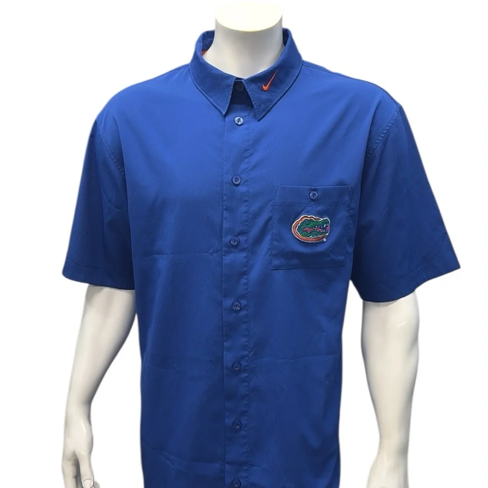 Nike Authentic Team Dri-Fit Florida Gators Blue Embroidered Button Up Shirt XL